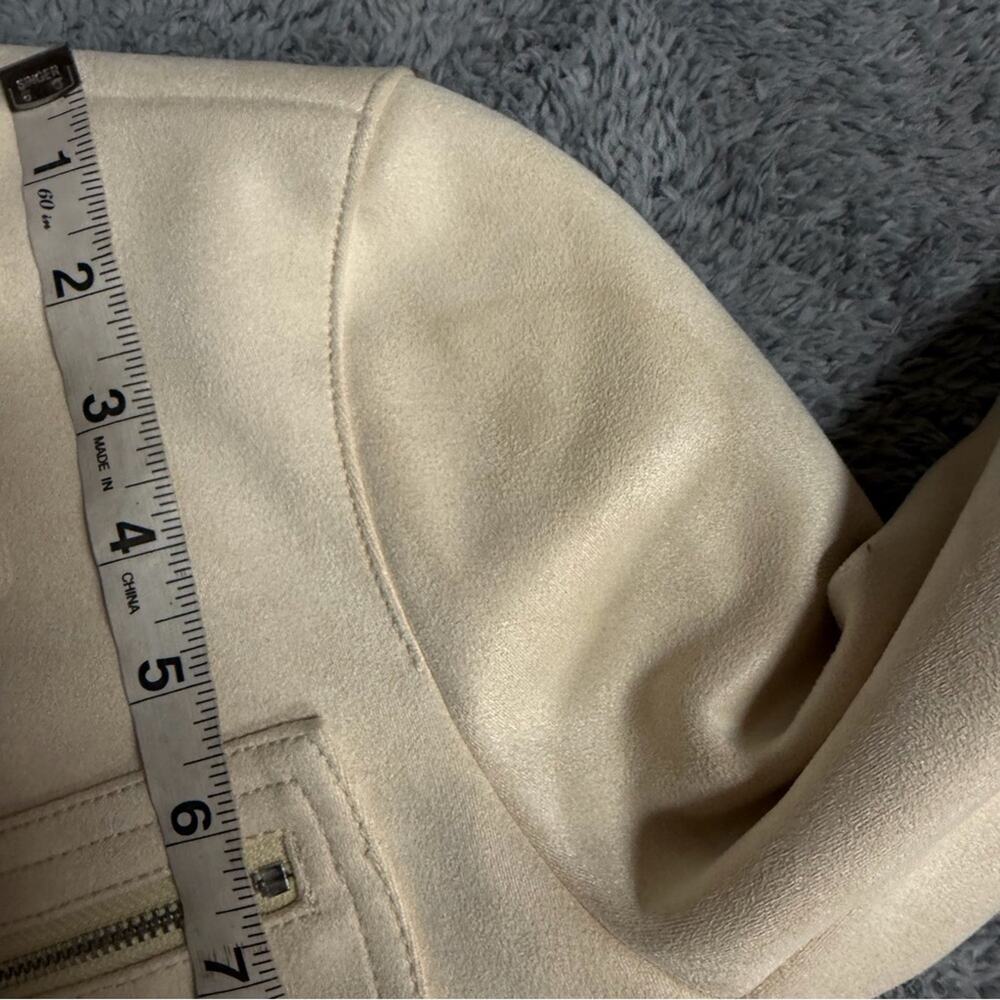 NEW Banana Republic Beige Zip-Up Vegan Suede Moto Jacket Size XS - Picture 8 of 9